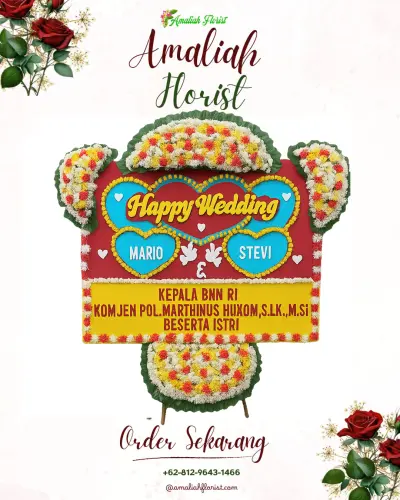 Karangan Papan Bunga Pernikahan di Boyoteluk